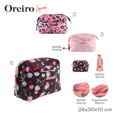 Portacosmetico Oreiro Love Negro con Beige 29334 - ZATIMA MAYORISTA