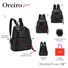 Mochila Oreiro Love Negro Con Rojo 29582 en internet