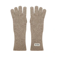 Par de guantes tejidos color caqui con etiqueta Oreiro Love