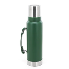 Termo Discovery verde de acero inoxidable con capacidad de 1300 ml y tapa metálica
