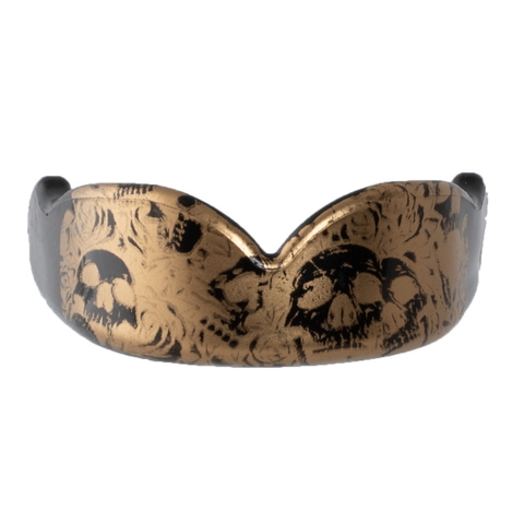 Protector Bucal Simple Calaveras-negro/dorado