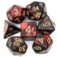 Set de Dados Color Mezclado Rojo y Negro