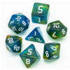 Set de Dados Verdes y Amarillos Glitter