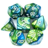 Set de Dados Color Mezclado Verde y Azul