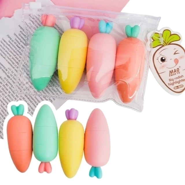 Resaltador de Zanahoria Colores Pastel x 4 unidades