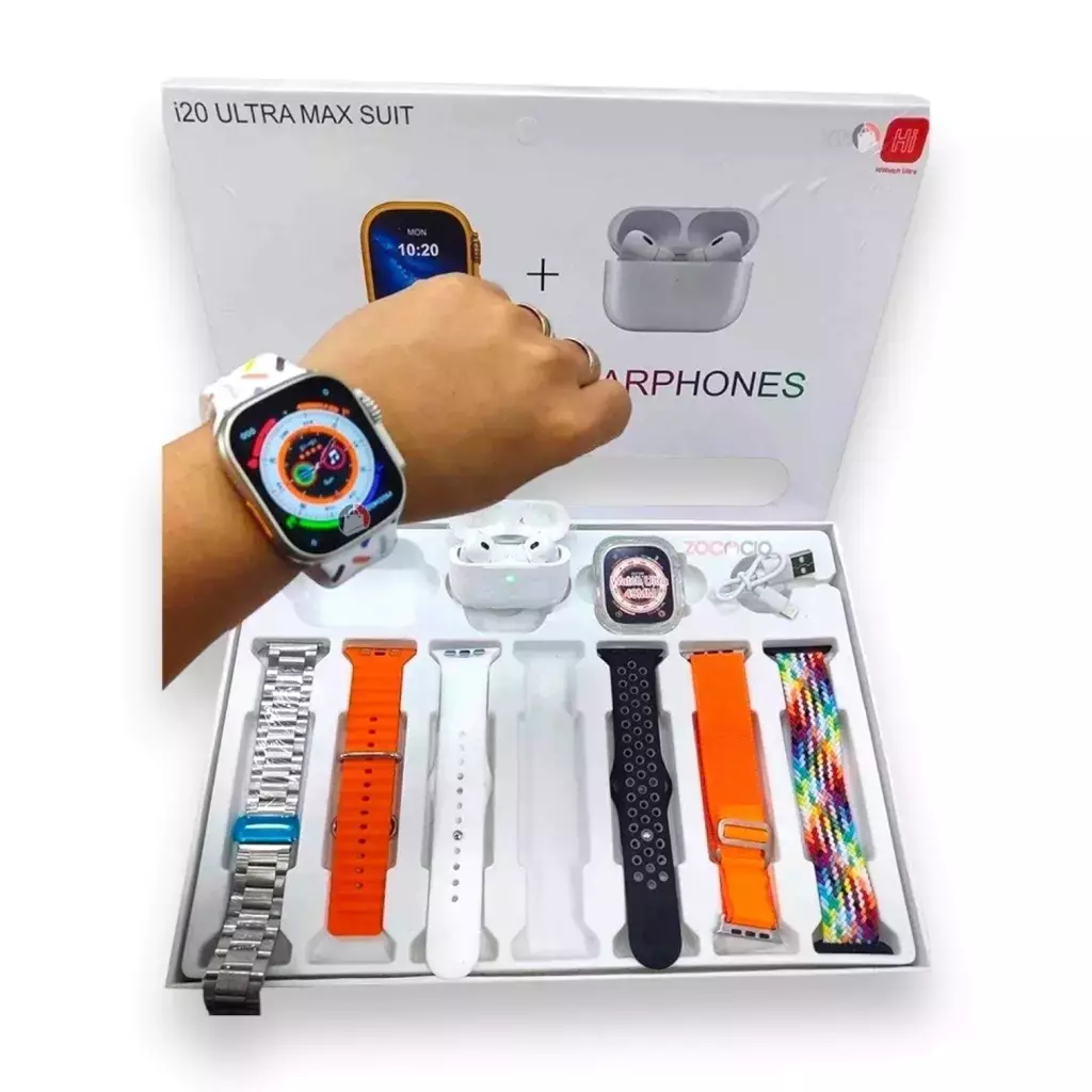 Smartwatch i20 Ultra Max Suit 7 Mallas y Auriculares Pro3