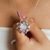 Conjunto Colar e Brinco Flor com Zircônia Cristal Banhada a Prata 925 - Lelaro Semijoias e Acessórios LTDA