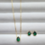 Mix Colar e Brinco de Gota Pequena de Zircônia Verde Turmalina Banhado a Ouro 18K