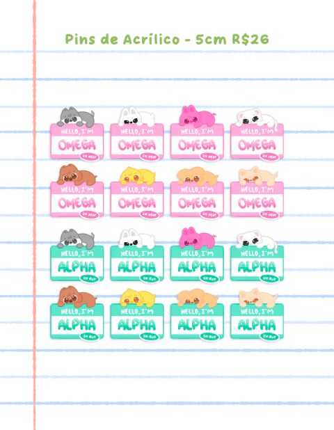 (PRÉ-VENDA JULHO/26) Pins de Acrílico Omegaverse SKZOO