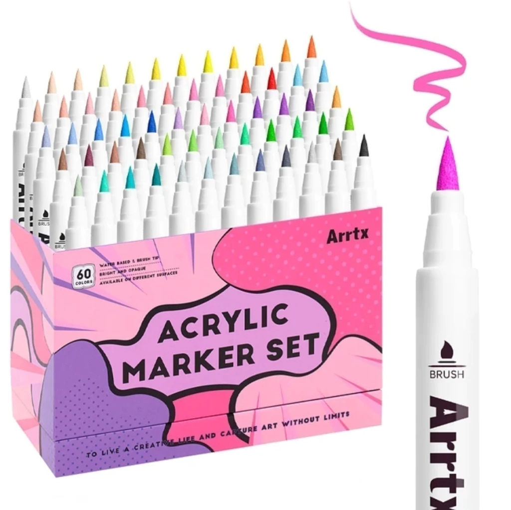 ARRTX- MARCADORES ACRILICOS 60 COLORES PUNTA PINCEL 60B