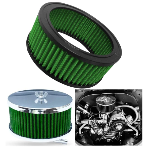 Elemento Filtro de Ar Redondo 140 x 66mm Fusca Verde RKR