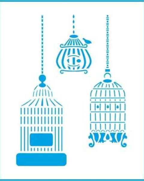 Stencil Litoarte STM 151 - Gaiolas Diversas - 17X21 cm