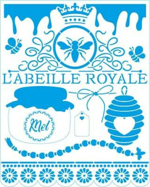 Stencil Litoarte STR 266 - Pote de Mel, L'abeille Royale - 20X25 cm