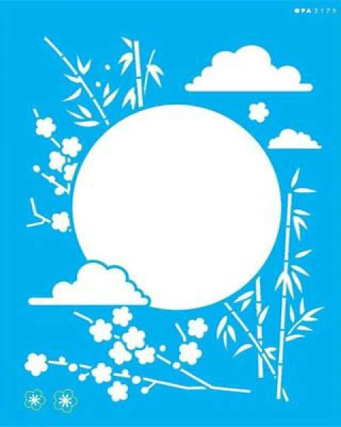 Stencil OPA3179 - Oriental Sol e Bambu - 20X25 cm