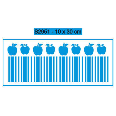 Stencil S2951 - Barra Maçãs e Listras - 10X30 cm - comprar online