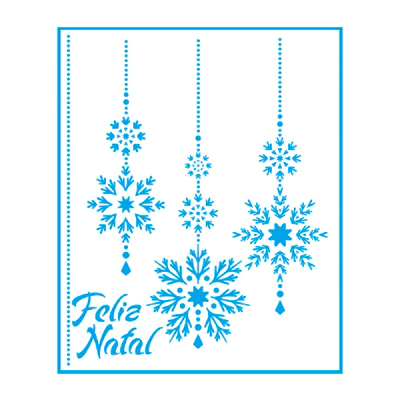 Stencil Litoarte STMN 038 - Flocos de Neve, Feliz Natal - 17X21 cm