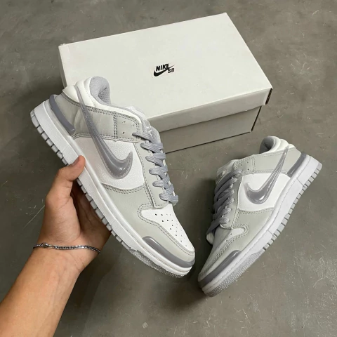 Tênis Dunk SB Twist Branco e Cinza