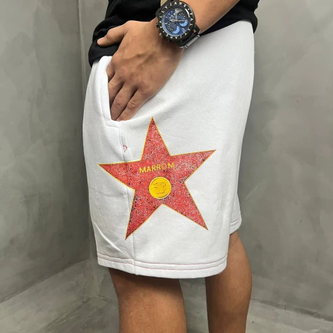 Bermuda Moletom "Estrela da Fama" Branca