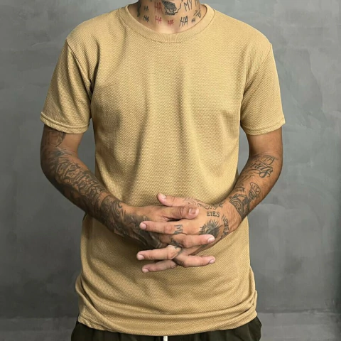 Camiseta Linho Marrom Masculino