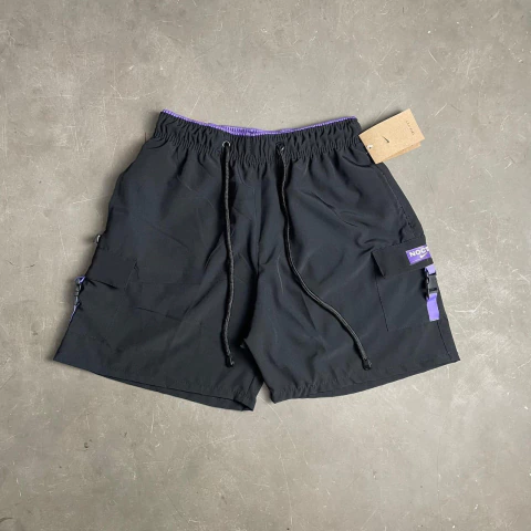 Bermuda Tactel C/ Cordão NCT Cargo Preto e Roxo