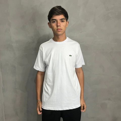 Camiseta Bordada LCST Crocodilo Básica Branco