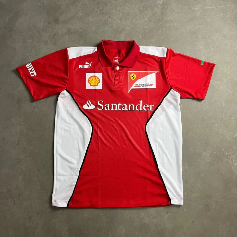 Camiseta Polo Santander Ferrari Manga Curta Vermelha