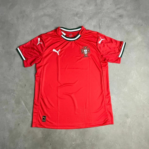 Camiseta de Time Portugal Retro Manga Curta Vermelha