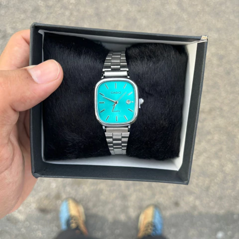 Relógio CAS Prata Aqua Azul