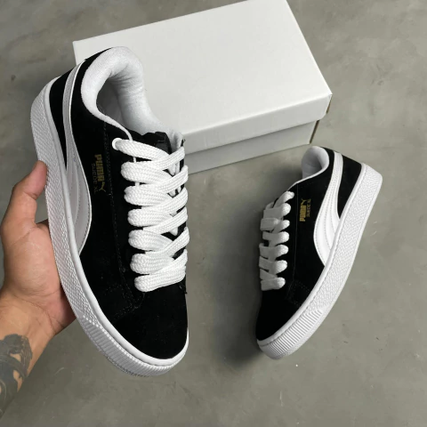 Tênis PM Suede Preto/Branco