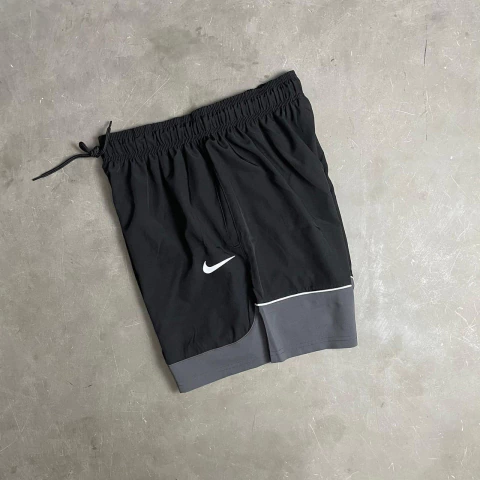 Short Tactel C/ Elástico NK Style Preto e Cinza