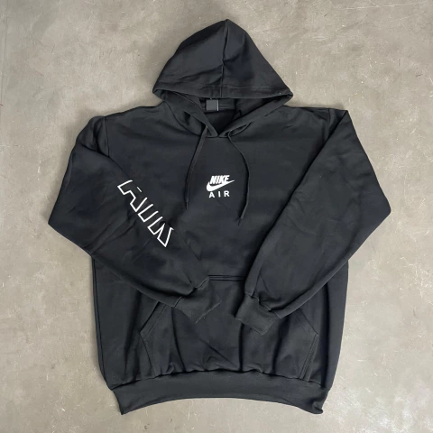 Blusa Moletom Canguru NK Air Logo no Braço Preto