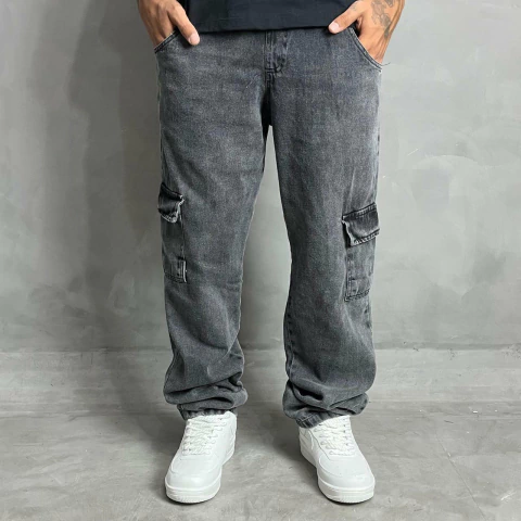 Calça Cargo Estonada Chumbo