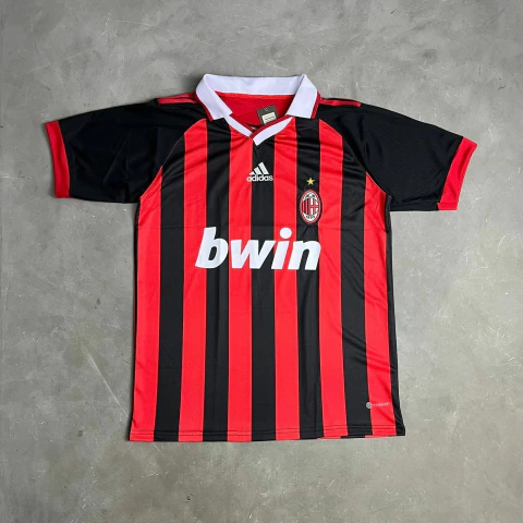 Camiseta de Time Milan Retro Manga Curta Vermelha