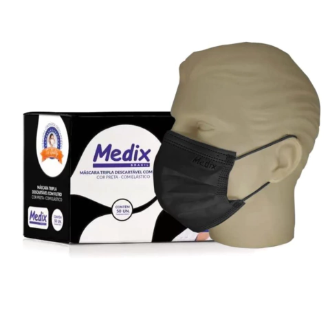 CAIXA DE MÁSCARA DESCARTÁVEL MEDIX 50UN. (PRETO/ROSA/BRANCO/ - Tatu Shop