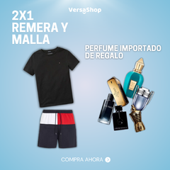 ¡OFERTA! 2X1 REMERA TOMMY + SHORT DE BAÑO Y PERFUME IMPORTADO DE REGALO