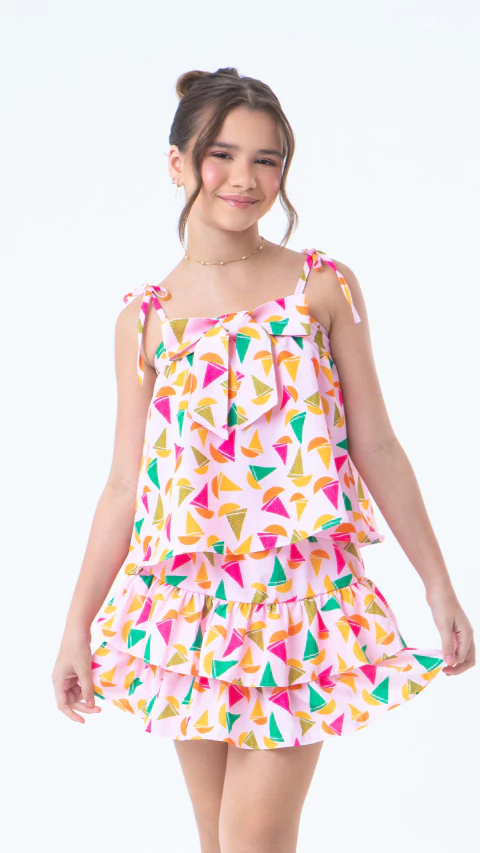 Conjunto Cloe Barquinhos (saia com shortinho por baixo) - comprar online