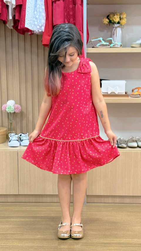 Vestido Bia Vermelho Poá - comprar online