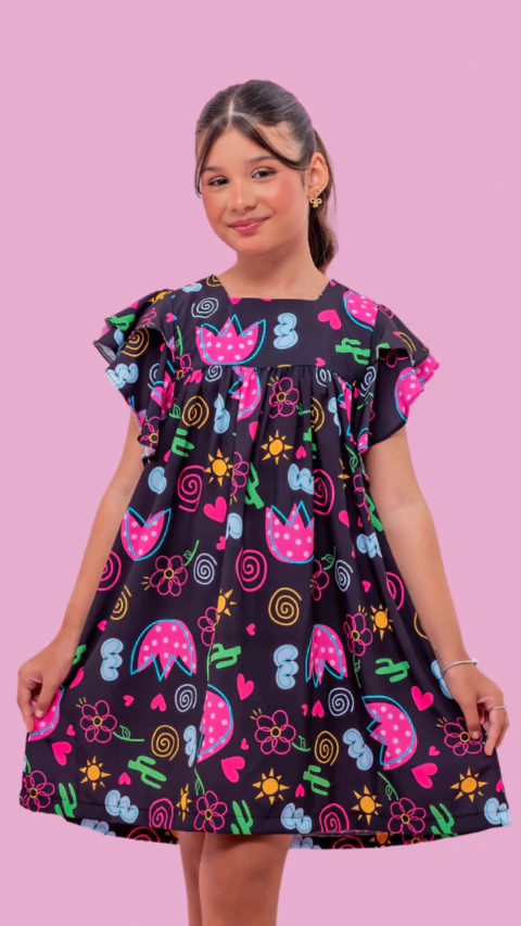 Vestido Sofia preto Cacto - comprar online