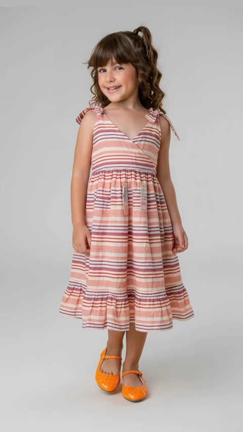 Vestido Isabela midi colorido - em viscose/linho - comprar online