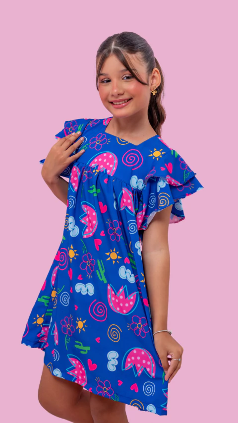 Vestido Sofia azul Cacto - comprar online