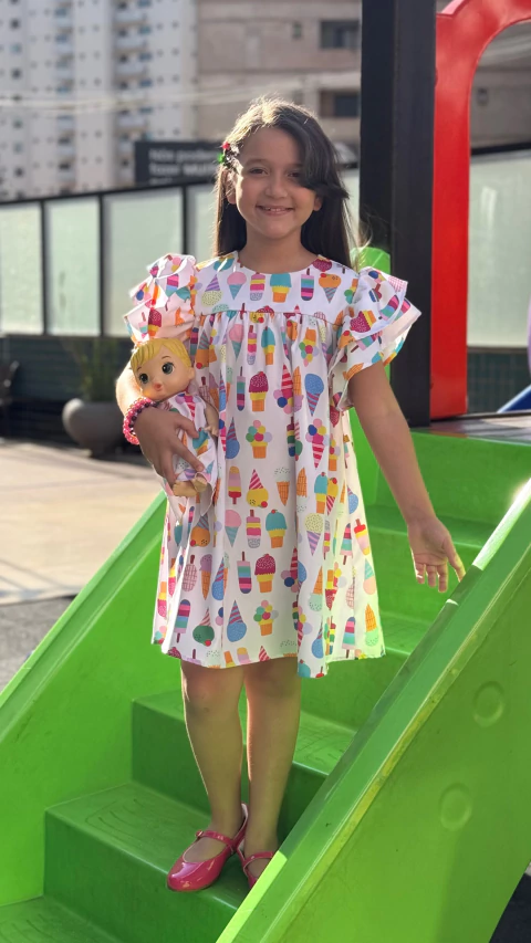 Vestido Frufru Sorvetinho + roupinha boneca - comprar online