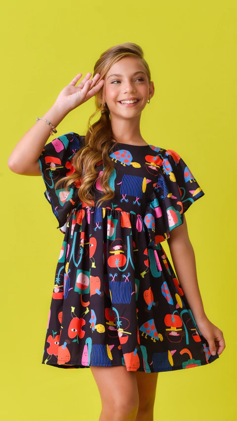 Vestido Charlote preto - MENINA MOLEKA - comprar online