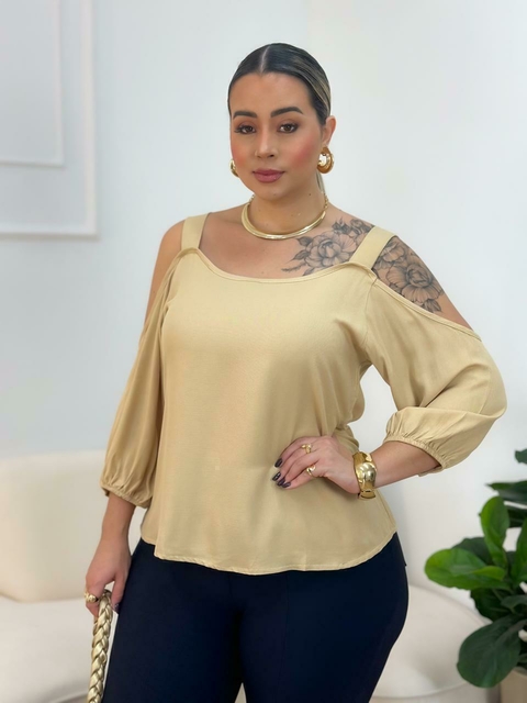 BLUSA RAQUEL OMBRO VAZADO MANGA 3/4 BUFANTE