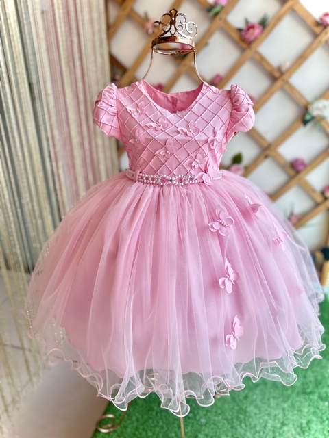Vestido Menina Bonita Jardim Rosa