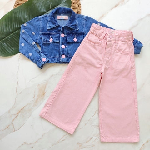 Calça wide leg rosa