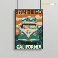 Quadro MDF - Kombi - San Diego - Califórnia