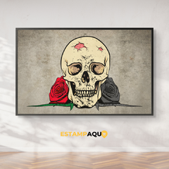 Quadro MDF - Caveira Rosas