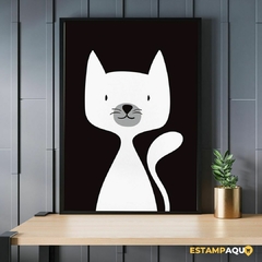 Quadro MDF - Gato Branco