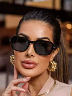 ISABELA | Óculos de Sol Retangular – Acetato - Preto - comprar online