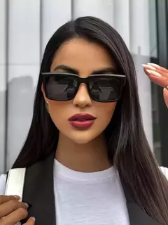 CECÍLIA | Óculos de Sol Clássico Quadrado - Acetato - Preto na internet